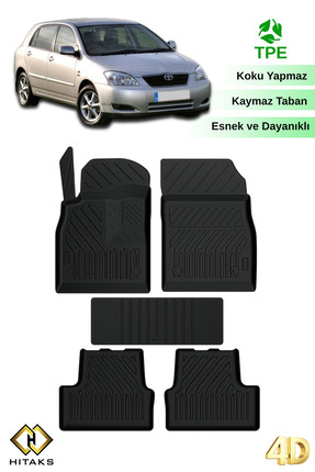 Hitaks Toyota Corolla HB 2001-2006 Siyah 4d Havuzlu Paspas Araca Özel Oto Paspas
