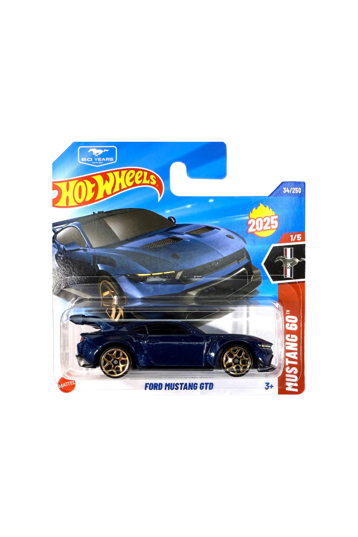 Masinuta Metalica Ford Mustang GTD, albastru, Editia 2025, scara 1:64