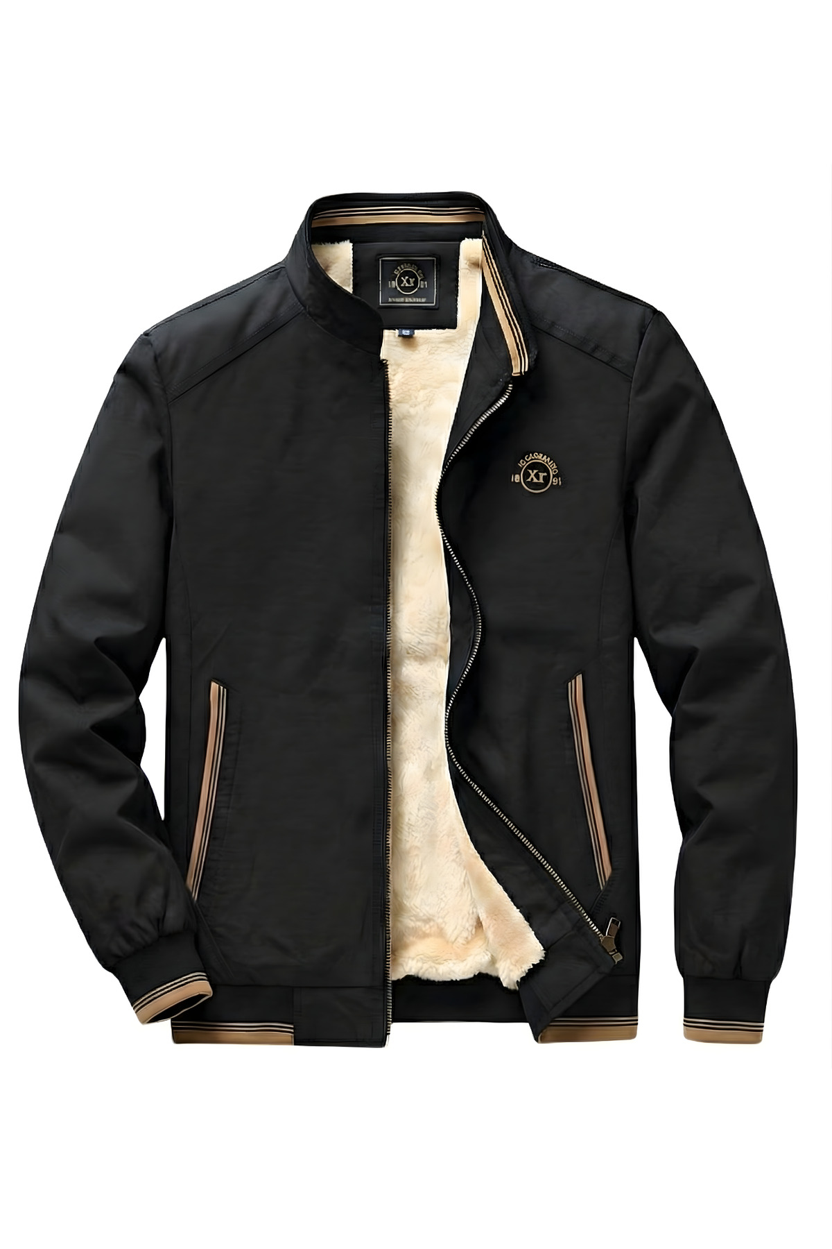 ixir  İçi Kürklü Nakış Armalı Mevsimlik Erkek Mont & Ceket Siyah - Görsel 2