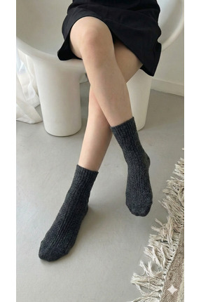 LAGRANZE Kadın Yün Jakarlı Soket Çorap