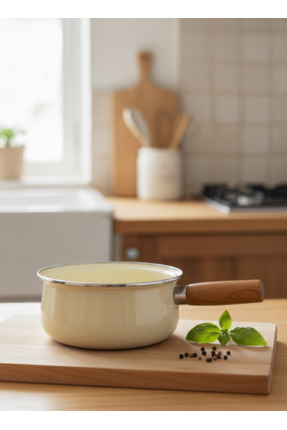 SAVAŞAN Emaye Ahşap Saplı Sosluk, Süt Tavası