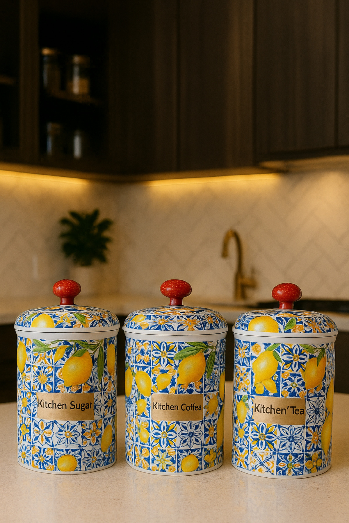 مجموعة من 3 برطمانات تخزين بلاستيكية بنقش زهور الل...