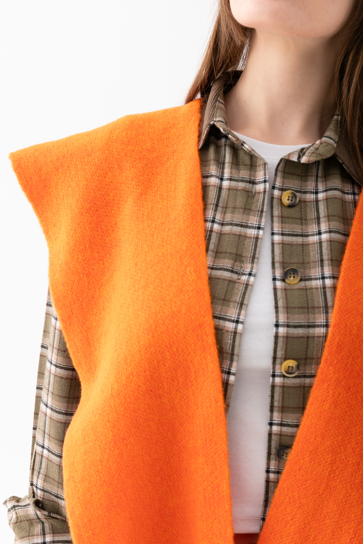 Loov  Yumoş Kare Yaka Bağlamalı Triko Atkı - Kare Parçalı Atkı - Triko Omuz Atkısı Ofis Günlük Moda Atkı - Görsel 8