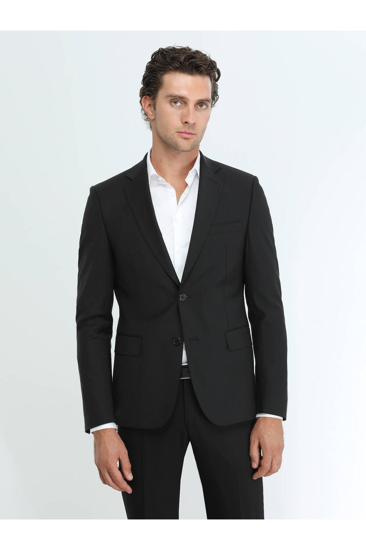 کت و شلوار پشمی مدرن ساده مشکی Kip