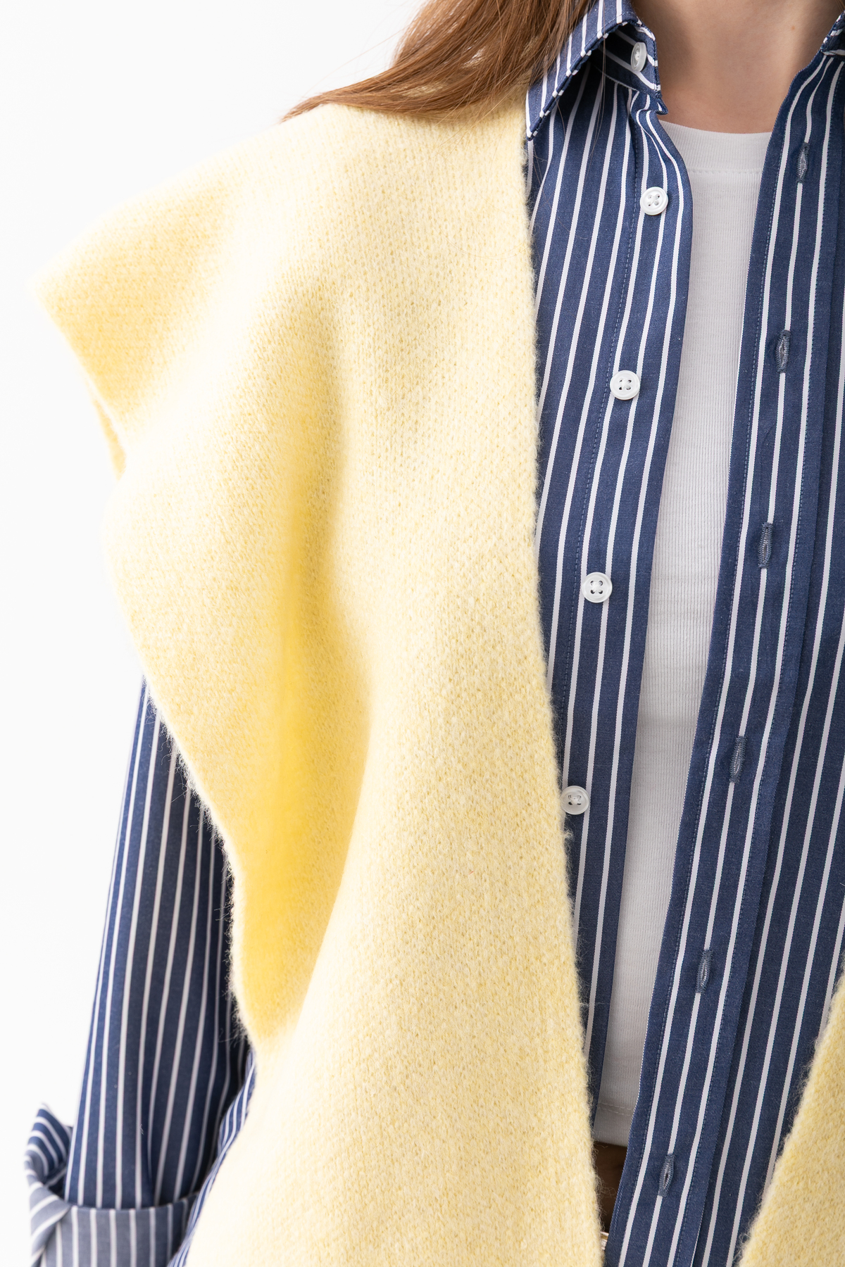 Loov  Yumoş Kare Yaka Bağlamalı Triko Atkı - Kare Parçalı Atkı - Triko Omuz Atkısı Ofis Günlük Moda Atkı - Görsel 8