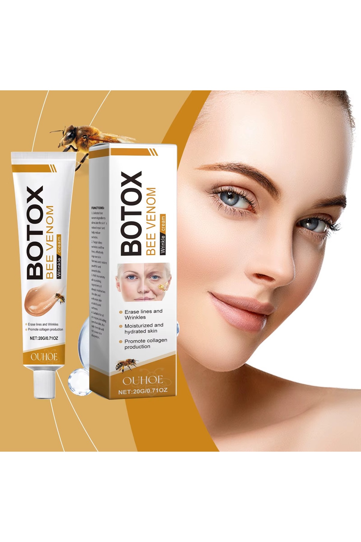 ouhoe Αντιρυτιδική κρέμα με δηλητήριο μέλισσας, άμεσο lifting και έντονη ενυδ...