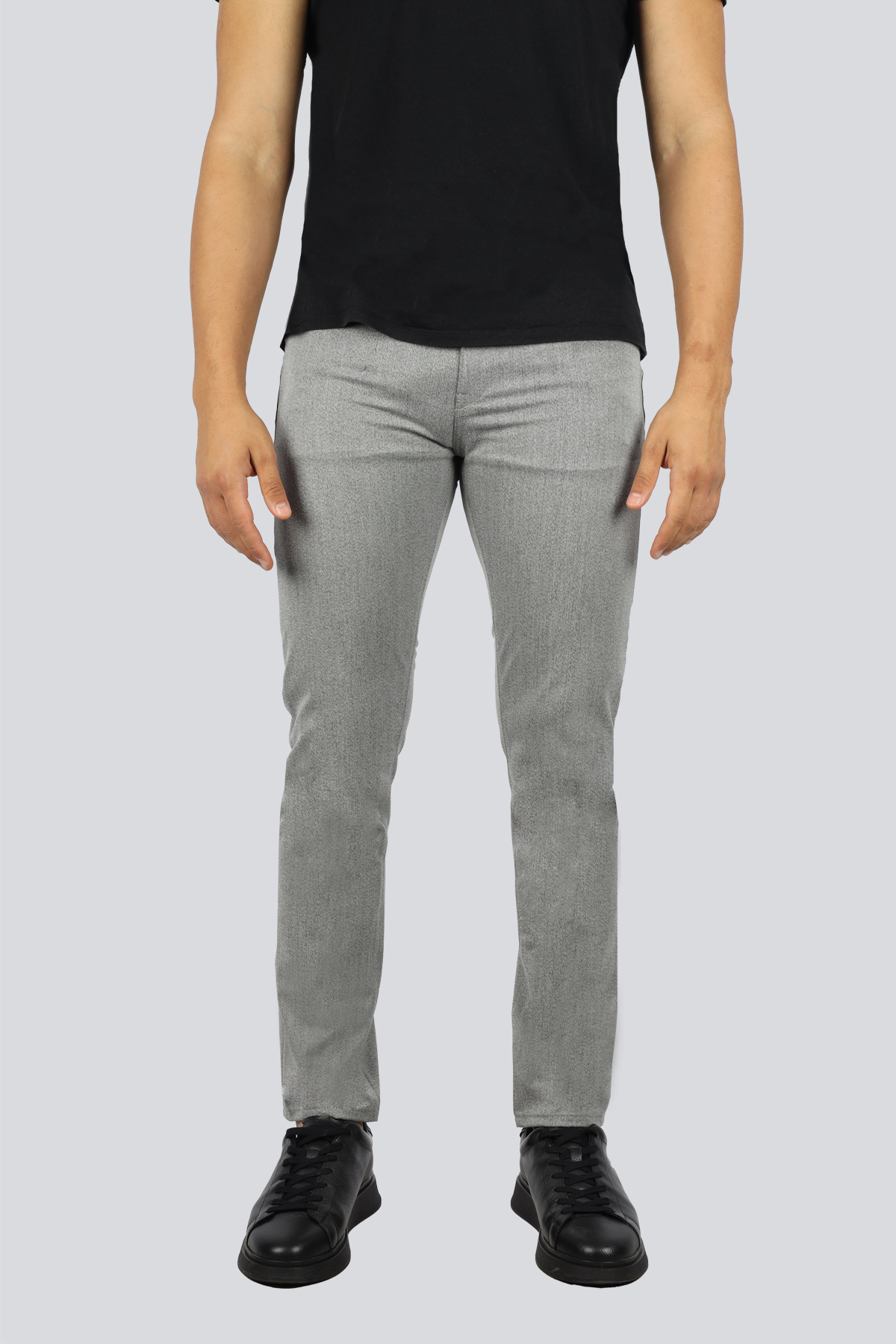 باس شلوار مردانه خاکستری اسلیم فیت، کمر معمولی، جیب‌دار، دکمه‌دار، 50543954-001