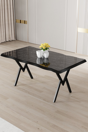 Canisa Akort Serisi MDF Sabit 80x130 Siyah Mermer Desen Mutfak Masası