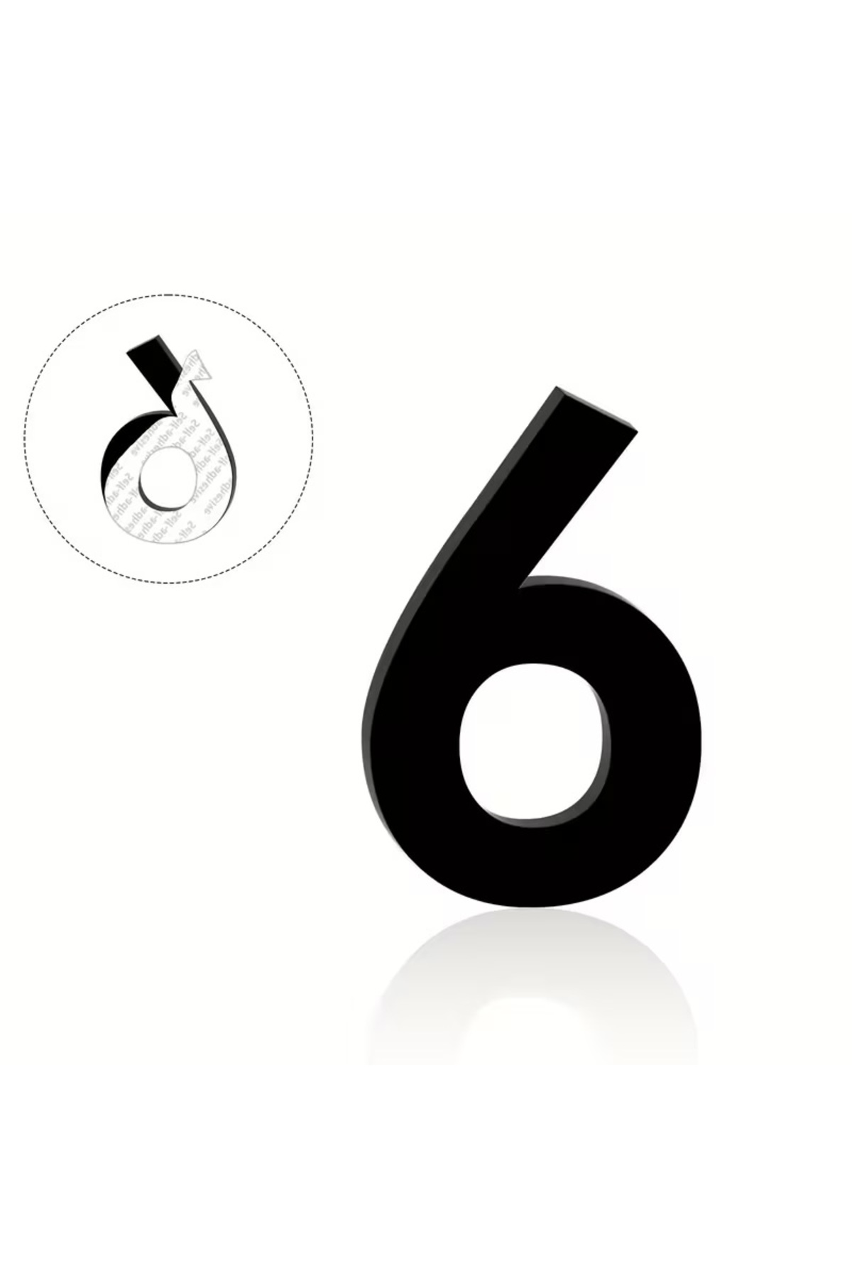 Apartment-Wall-Door-Room Number 3mm Laser Cut Black Plexiglass Self Adhesive below 10 cm No 6