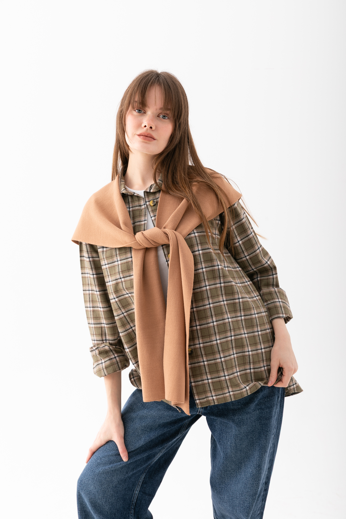 Wega Moda Kare Parçalı Patchwork Atkı - Spor Triko Örme Omuz Atkısı | Unisex Boho Şal - Atkı görsel 8