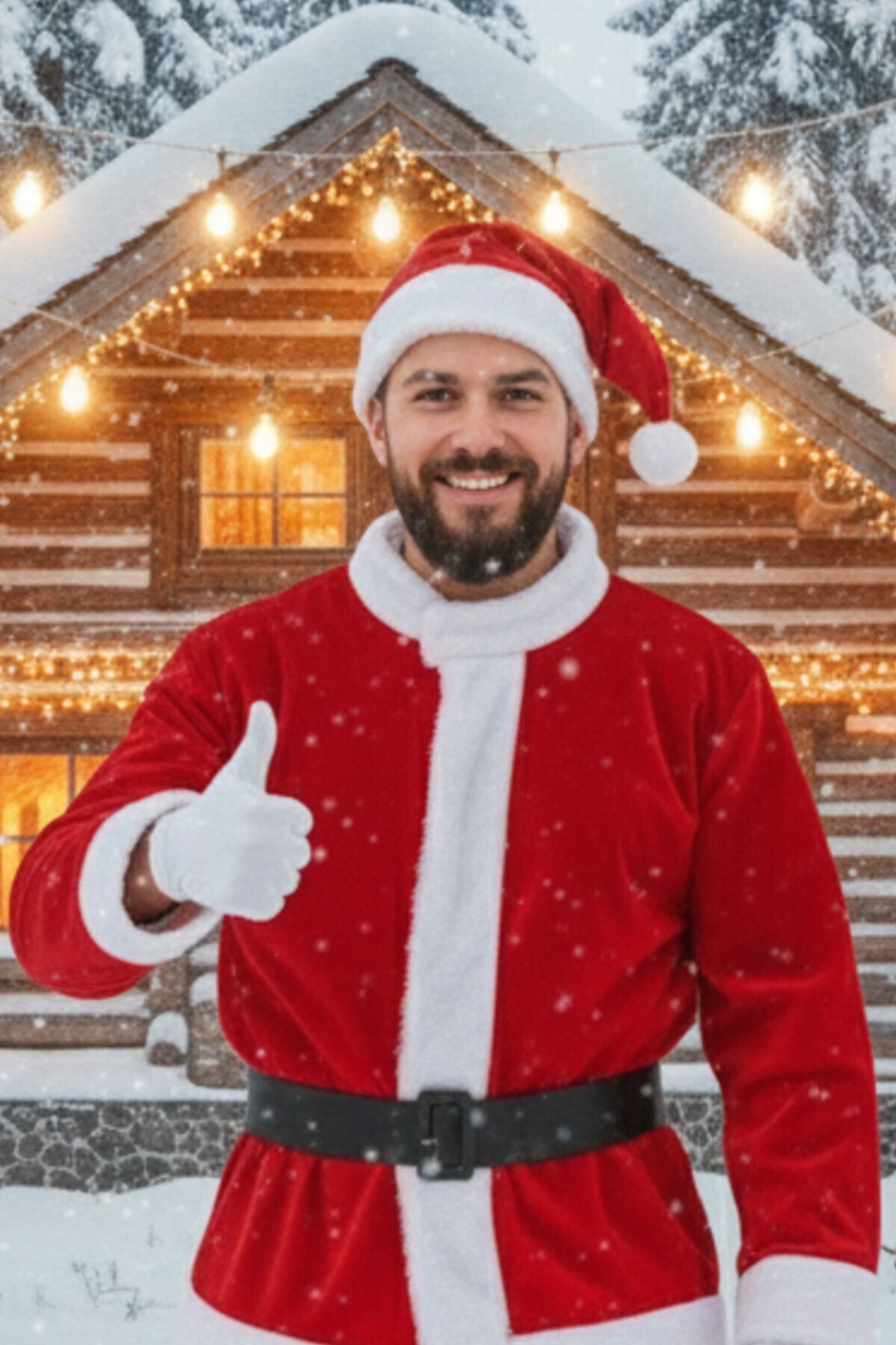 Parti Kırtasiye Yetışkın Erkek Kırmızı Şapka Beyaz Yılbaşı Temalı Noel Partisi Kostüm Şapka Aksesuarı