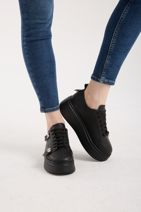 Jande Kadın Siyah Platform Spor Ayakkabı – Kalın Taban Günlük Sneaker