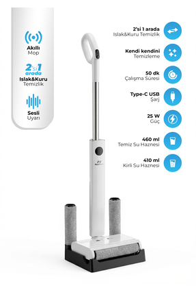 PiranTech M-210 Şarjlı Islak & Kuru Zemin Temizleyici | Elektrikli Mop & Gırgır