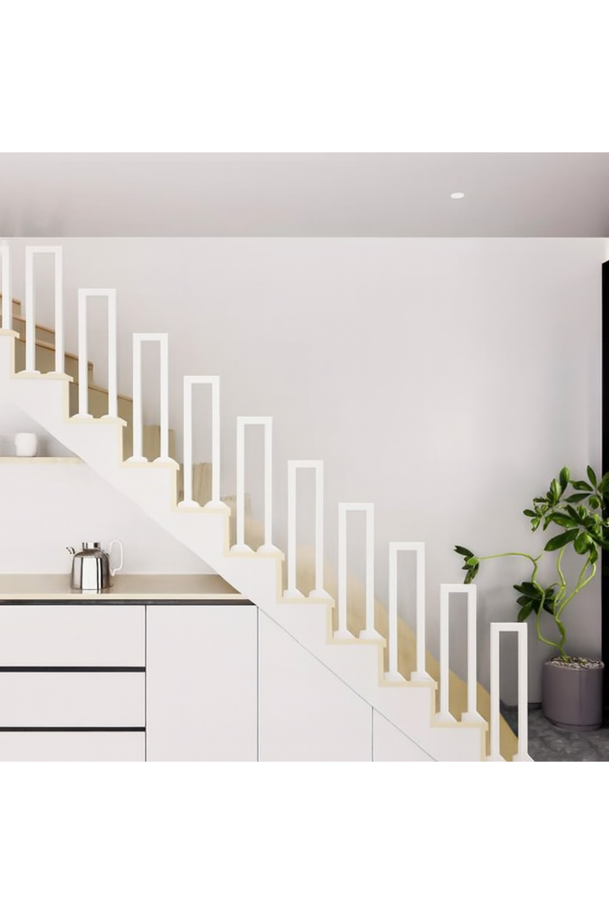AydınMetal Modern Loft Kat Korkuluk Metal Merdiven Korkuluğu Güvenlik Bariyeri - Kolay Montaj - (BEYAZ) fotoğrafı 2 (önizleme)