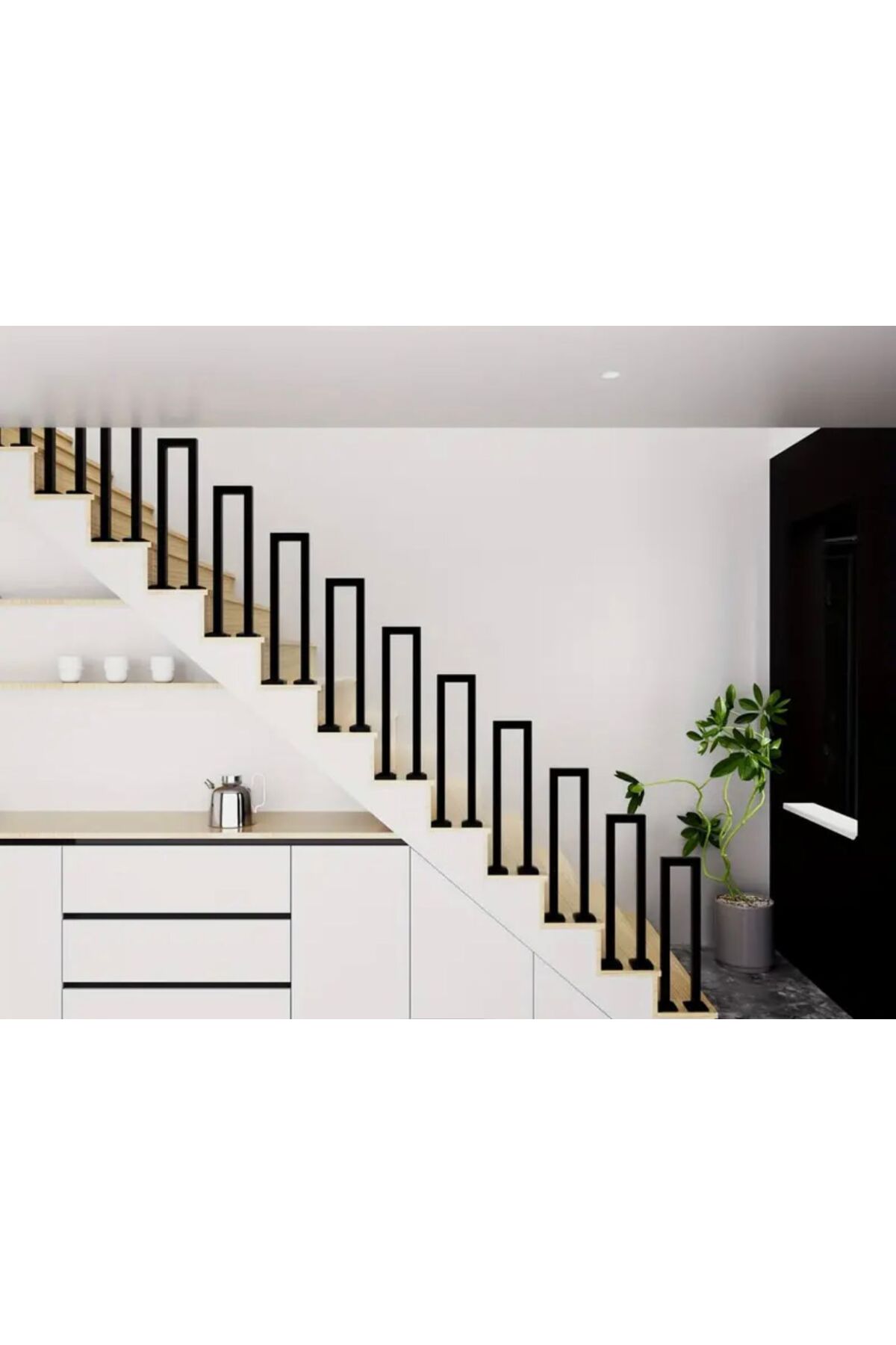 AydınMetal Modern Loft Kat Korkuluk Metal Merdiven Korkuluğu Güvenlik Bariyeri - Kolay Montaj - (BEYAZ) fotoğrafı 6 (önizleme)