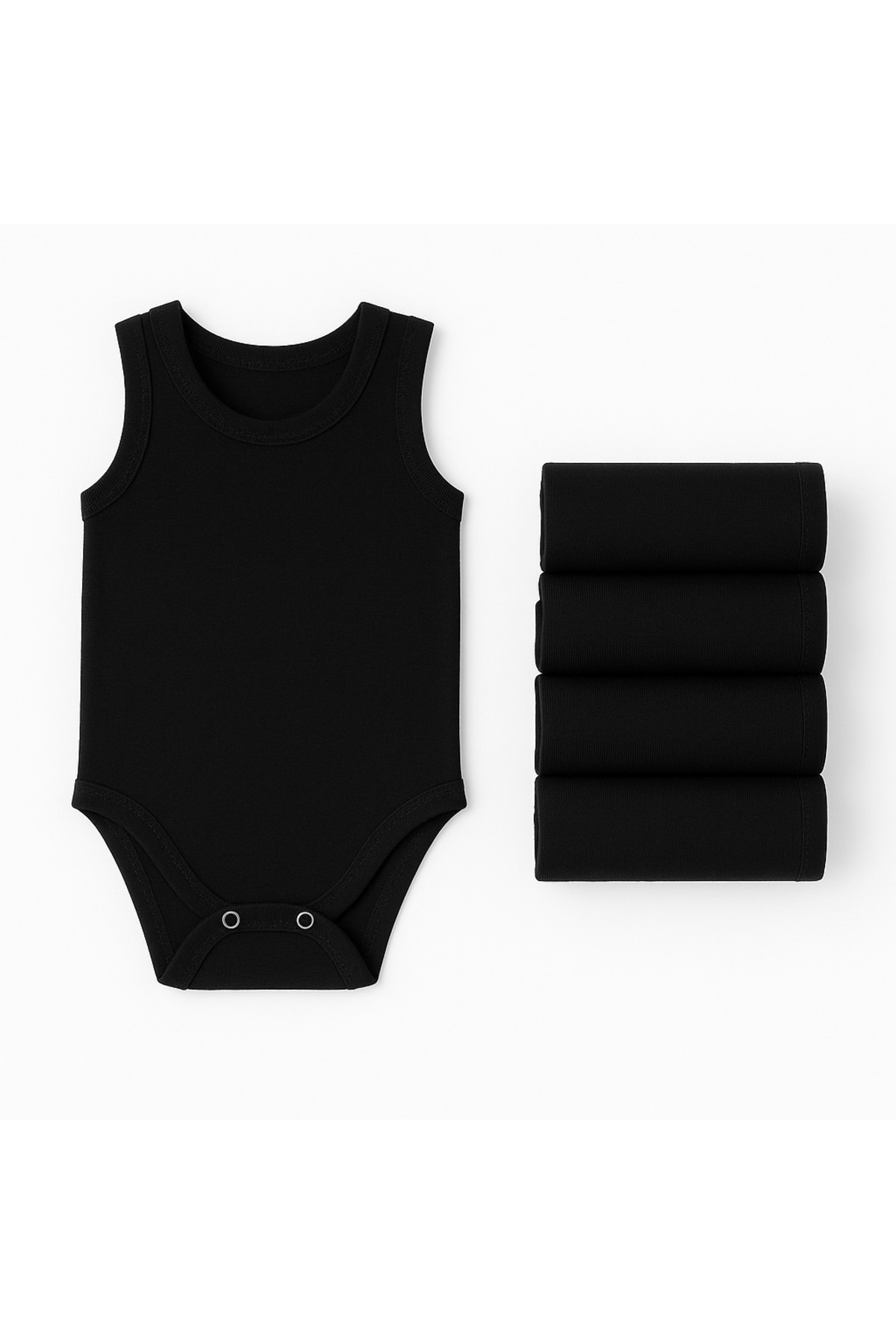 Gleamy Bebek %100 Pamuk Penye Zıbın 5'li Set Bisiklet Yaka Atlet Body badi fotoğrafı 2 (önizleme)