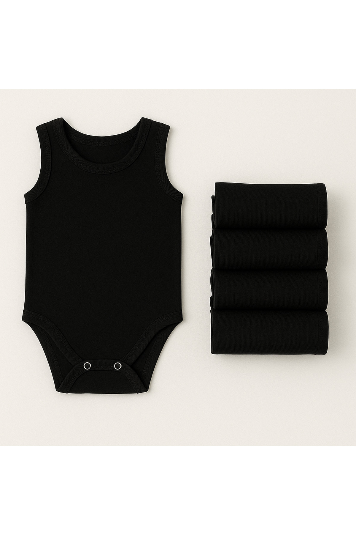 Gleamy Bebek %100 Pamuk Penye Zıbın 5'li Set Bisiklet Yaka Atlet Body badi fotoğrafı 3 (önizleme)