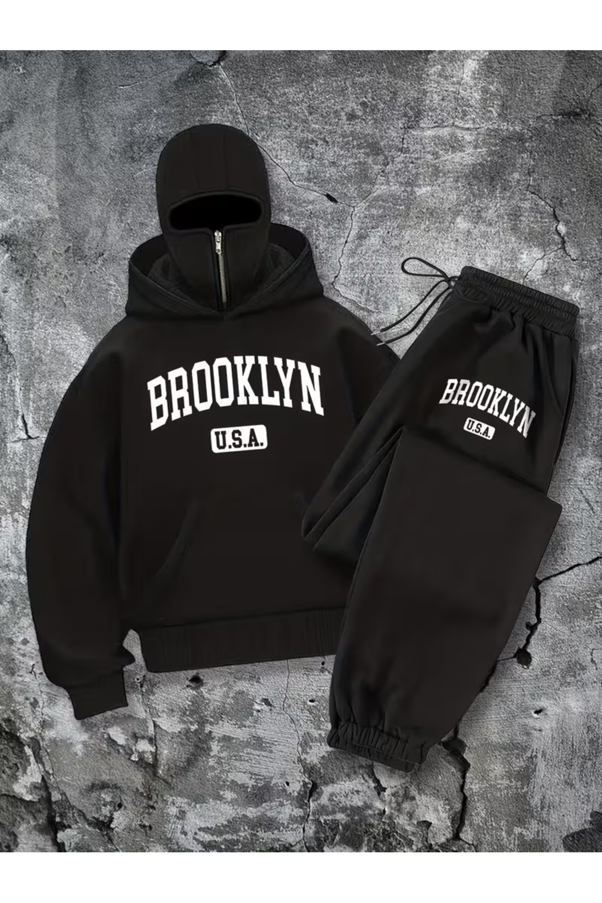 طقم ترنج Brooklyn Unisex بطباعة وقناع ثلاثي الخيوط مبطن