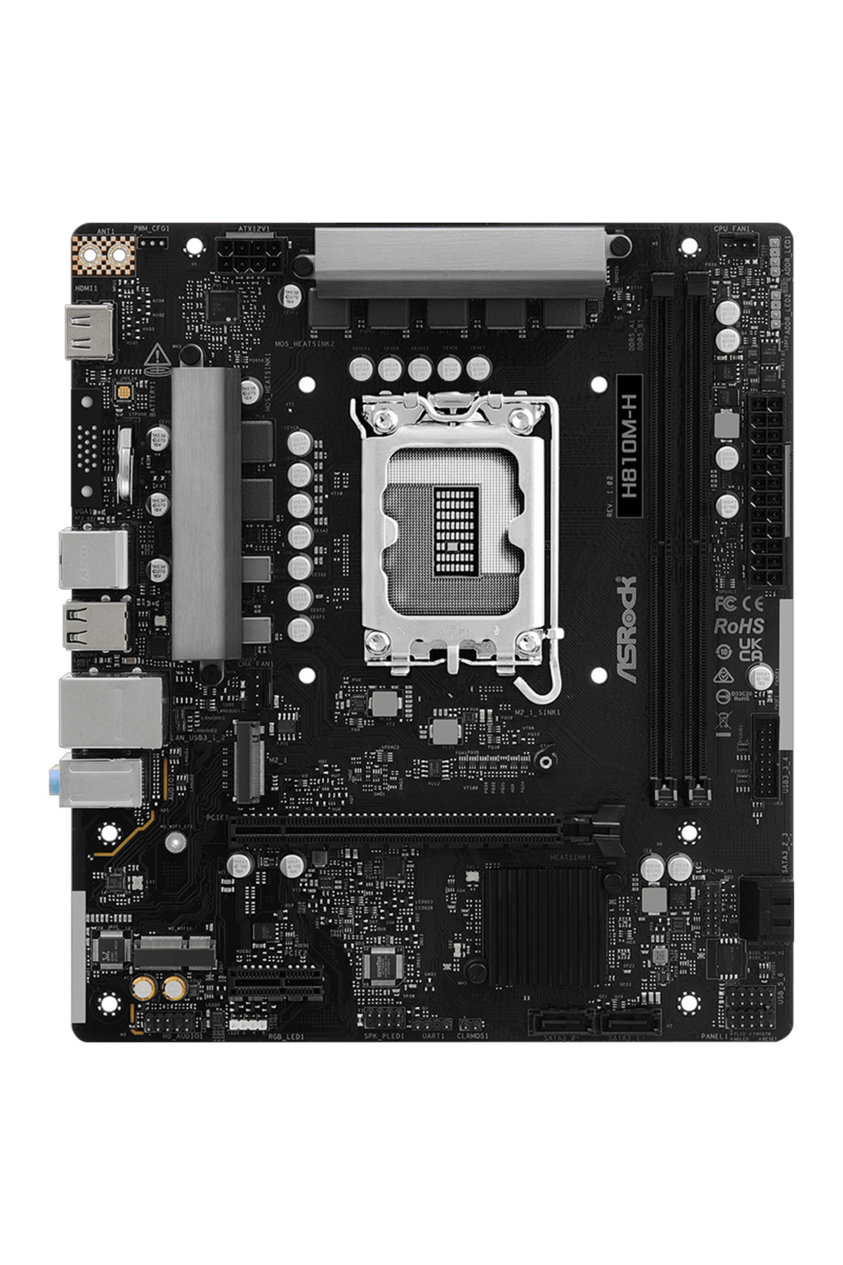 Resim ASROCK H810M-H 6400MHz DDR5 Soket 1851 M.2 USB 3.2 HDMI mATX Anakart 
