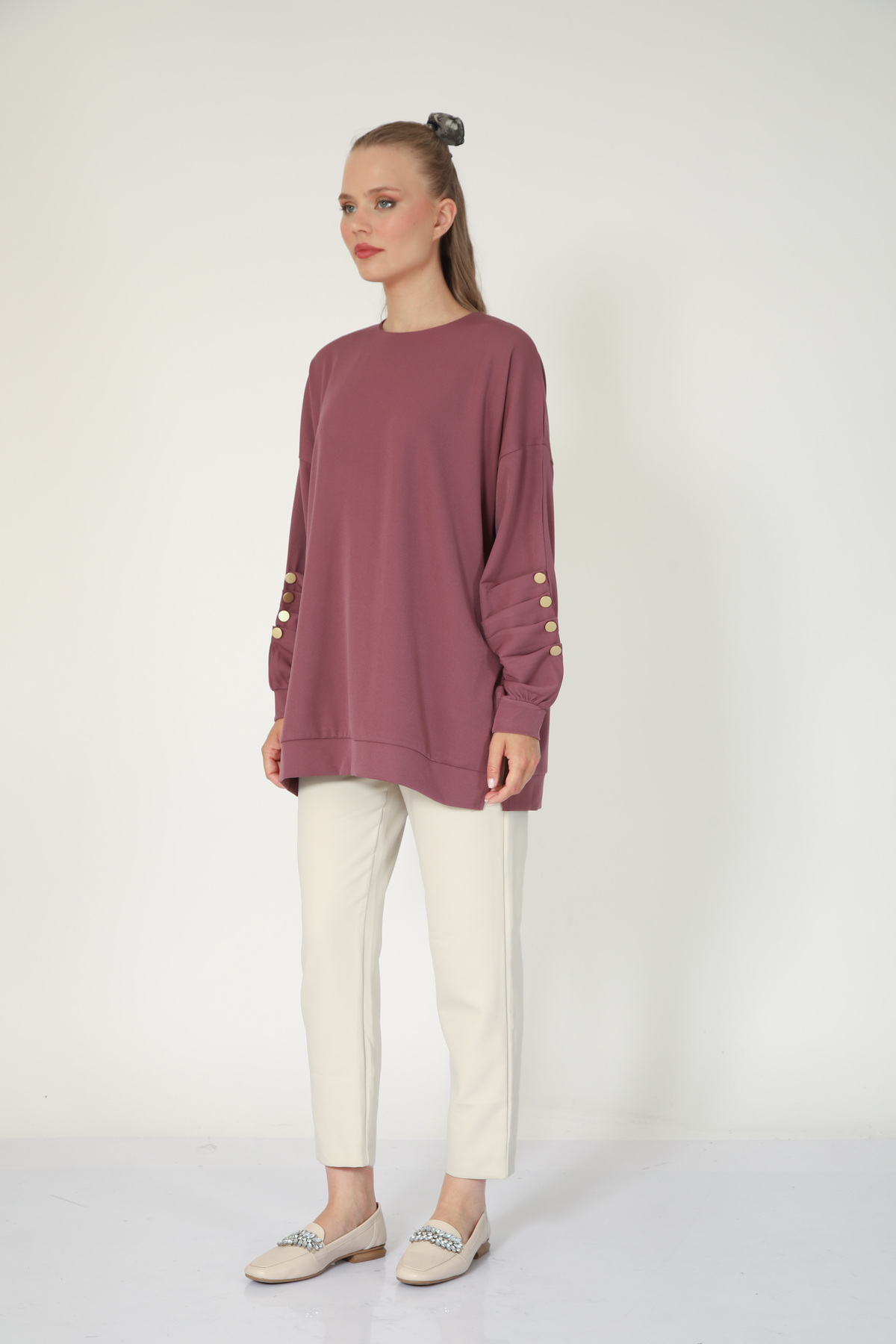 My City  5633 - Rahat, Salaş Basic Kadın Uzun Sweatshirt - Görsel 8