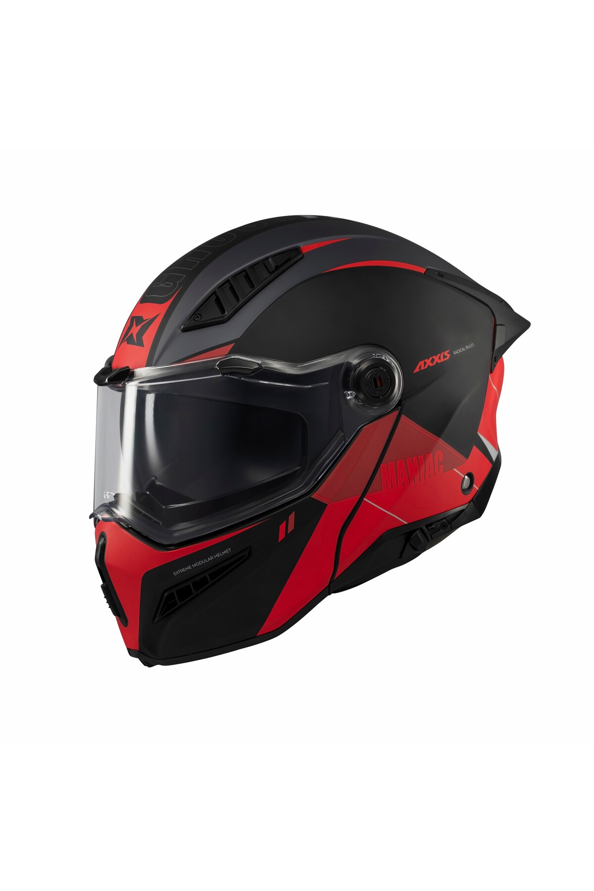 Axxis Ghostfighter SV Maniac B5 Black Red Motosiklet Çene Açılır