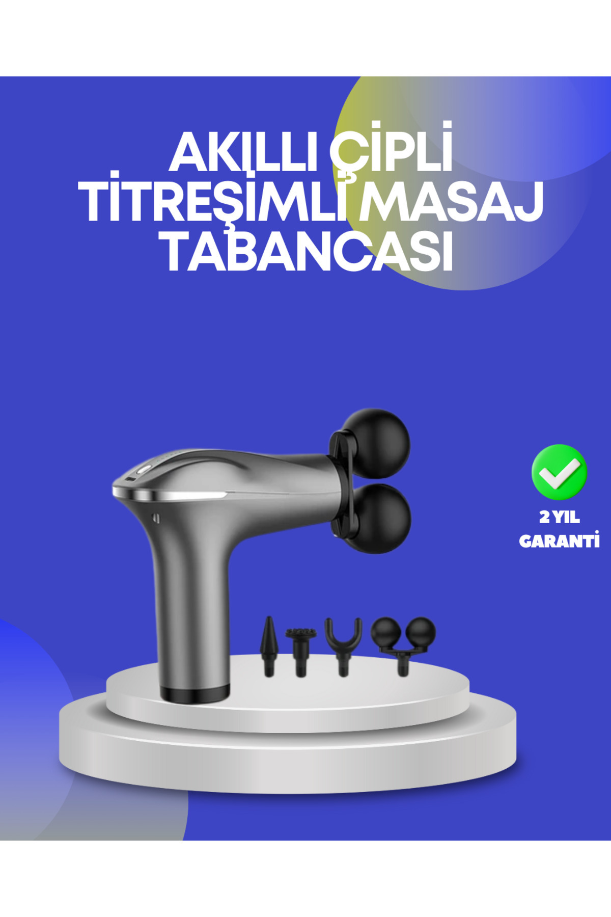 FREEDOM STOREE Portatif Şarjlı Masaj Tabancası 4 Başlık Derin Doku Masaj Aleti