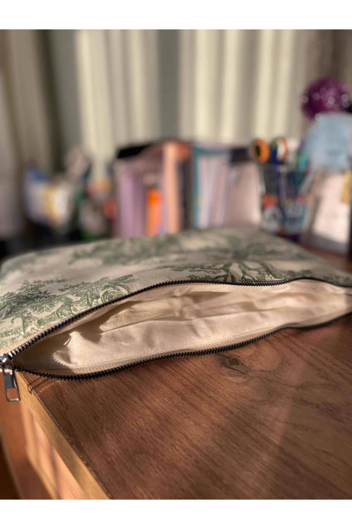 Fiorbag El Yapımı Toile de Jouy Desenli Tablet Çantası 11inç Gündelik Askısız Kadın El Çantası görsel 4