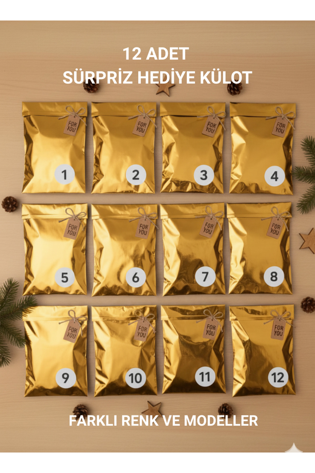 12'Li String Tanga Külot, Sevgiliye Hediye, Advent Calendar, Sevigiliye Hediye