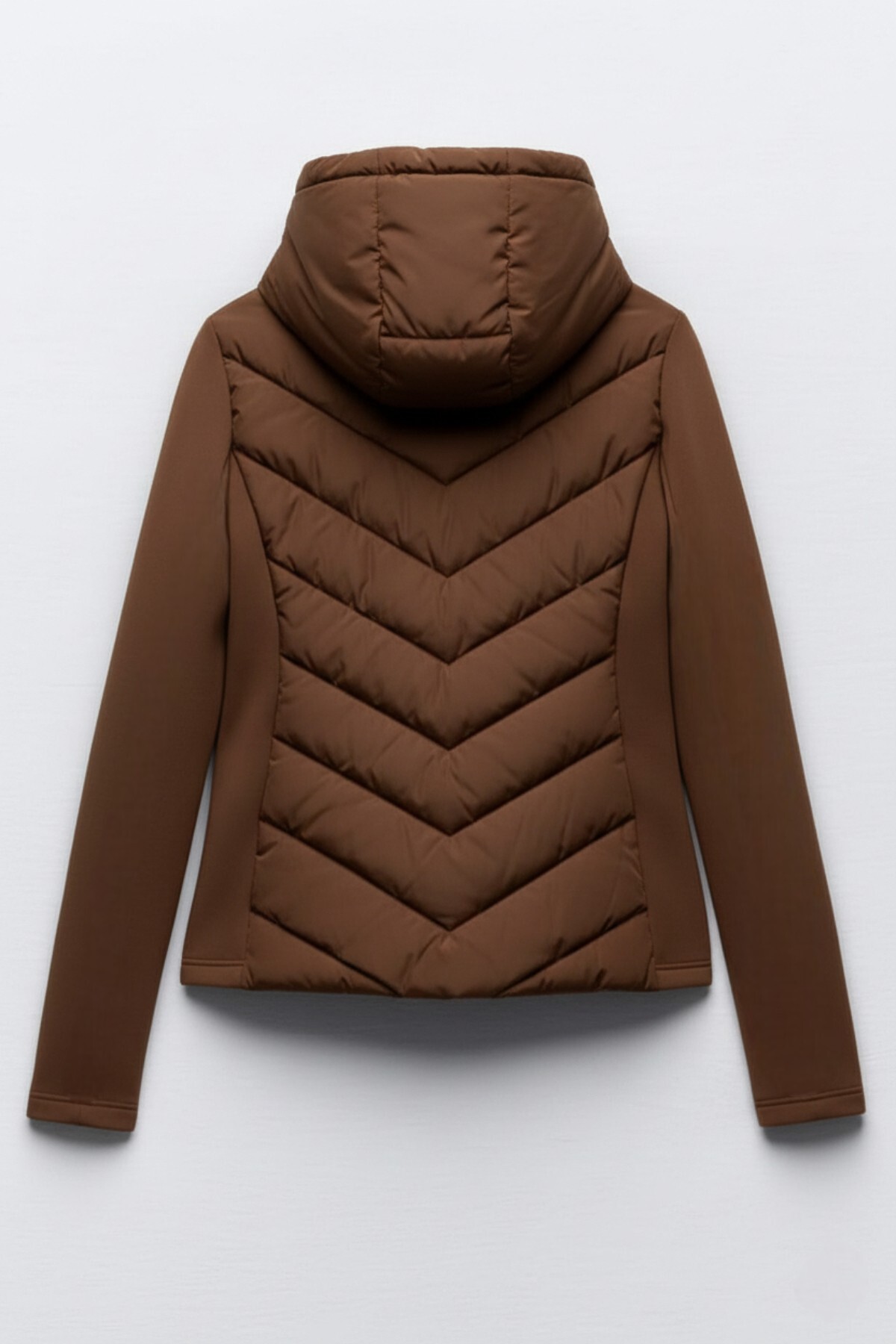 YONEZ MODA  Kahverengi Kapüşonlu Range Rover Mom Kontrast Kışlık Slim Fit Rüzgar Geçirmez Fermuarlı Kadın Mont - Görsel 2