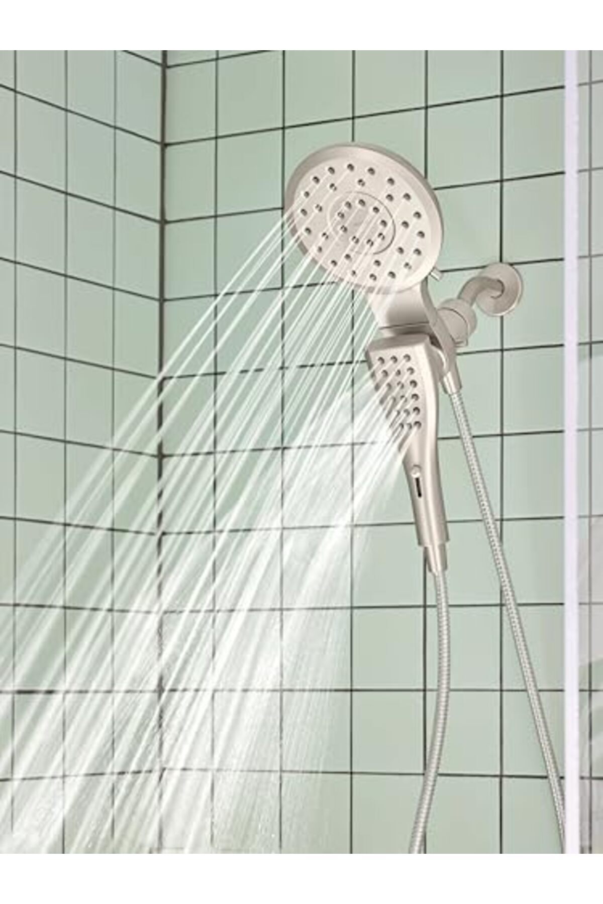 Yıldızan 220C2SRN Verso Rainshower/Handshower Combination with Dial and Magnetix Docking, Spot Resist Brushed