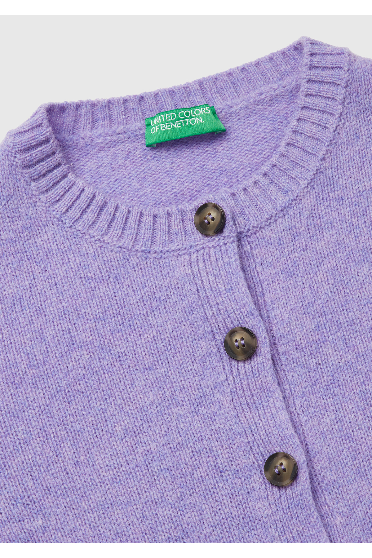 United Colors of Benetton  Kadın Koyu Lİla Shetland Hırka - Görsel 7