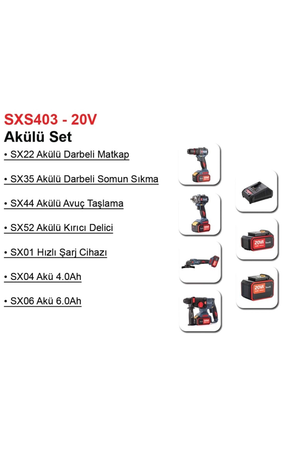 StechEnd SXS403 SET (SX22-SX35-SX44-SX52)1X4AH+1X6AH - Fiyatı