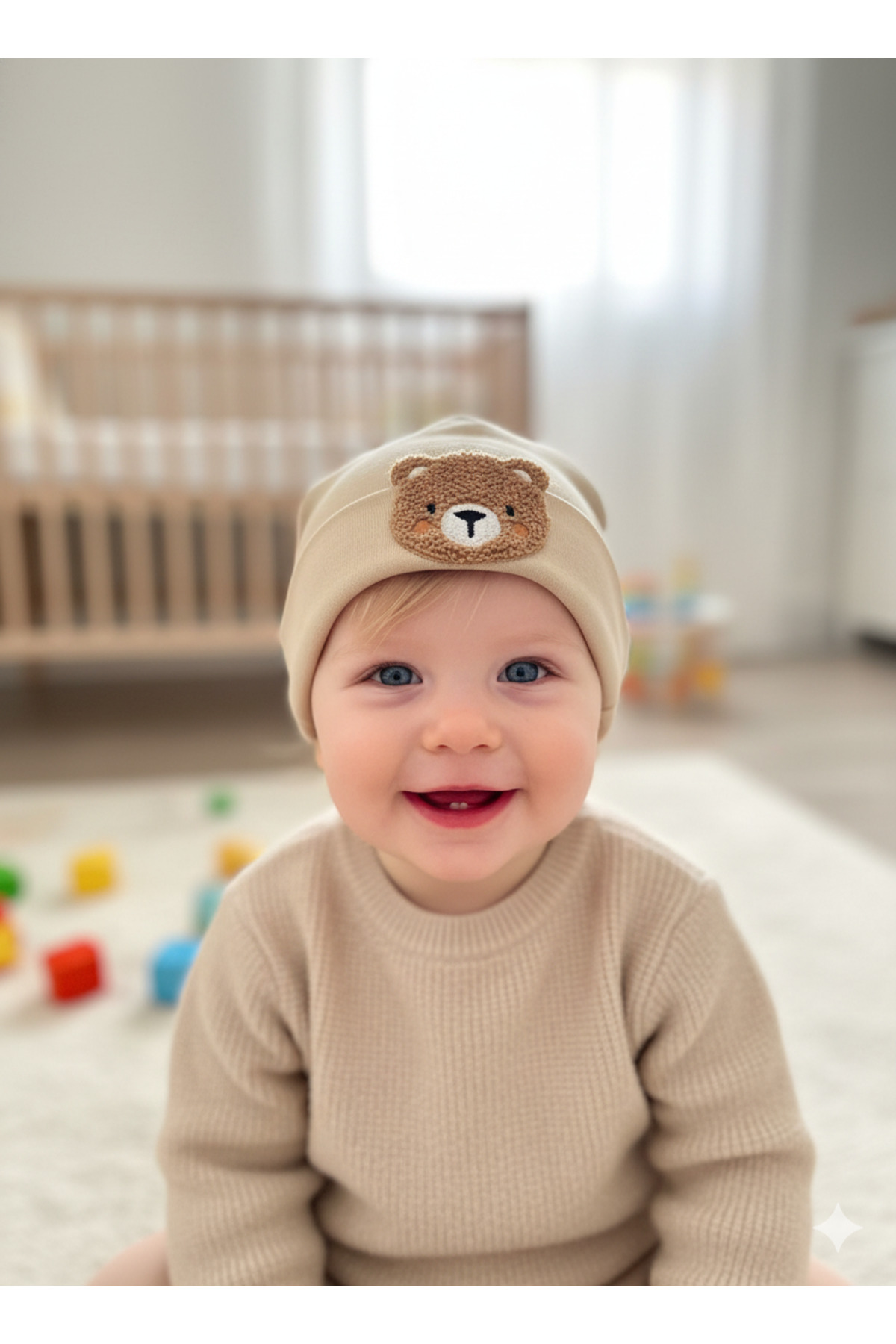 LOGO AKSESUAR Erkek Bebek Ayı Nakışlı 2'li Pamuk Şapka fotoğrafı 4 (önizleme)