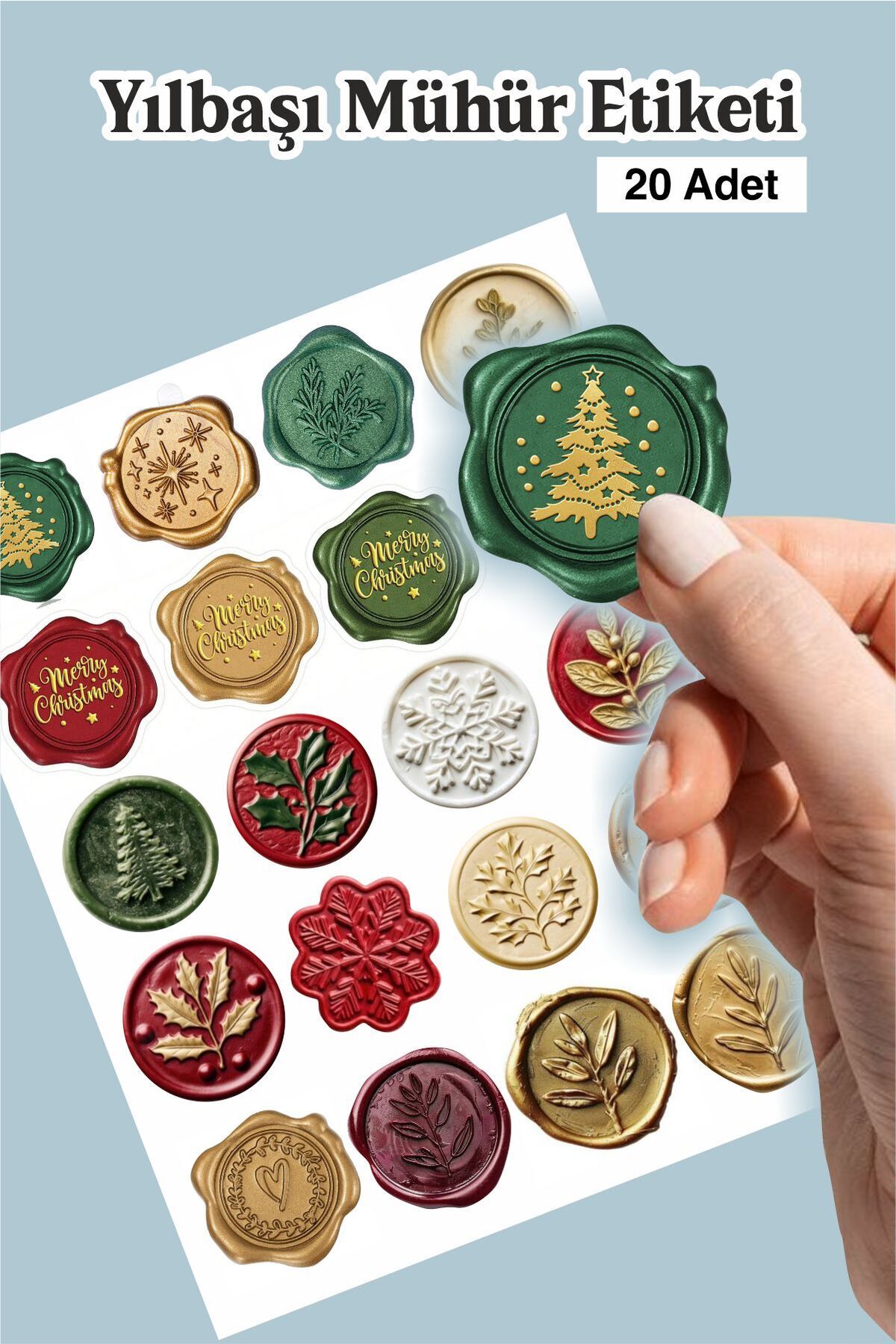 Piksel Grafik Mühür Yılbaşı Temalı Sticker Seti - Kalem, Laptop Defter Suluk Sticker