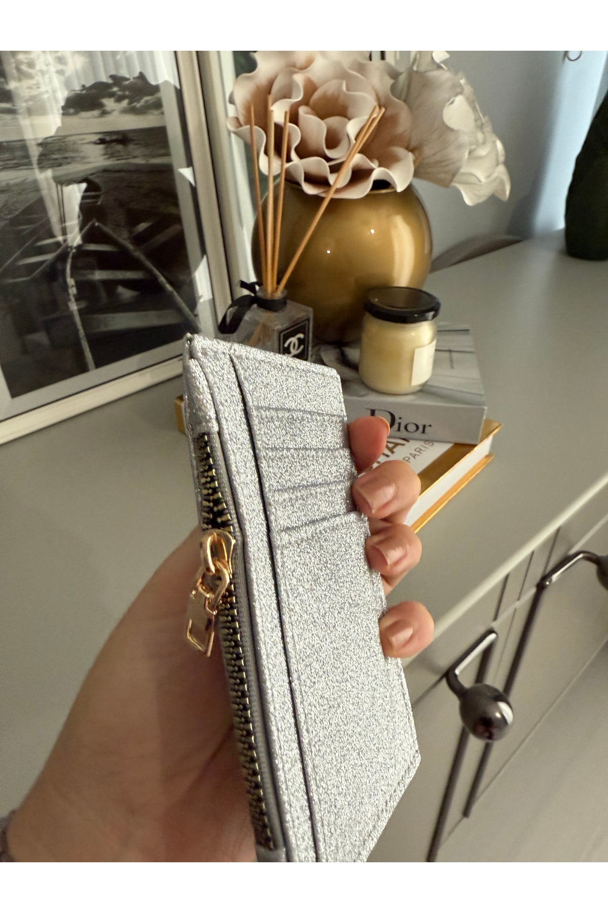 ilknurbutik Işıltılı Gümüş Simli Kartlık görsel 3