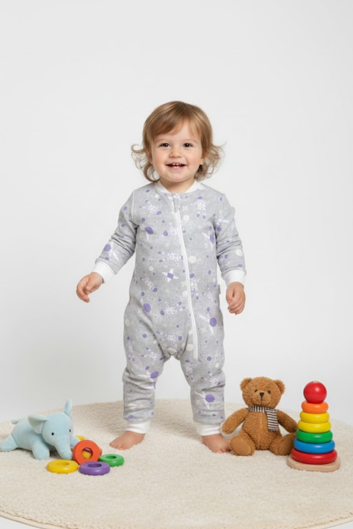 Uyku Tulumu %100 Pamuklu, Elyaf Dolgulu, Uzay Temalı Tulum | Unisex Bebek- Çocuk Uyku Tulumu 1-8 Yaş