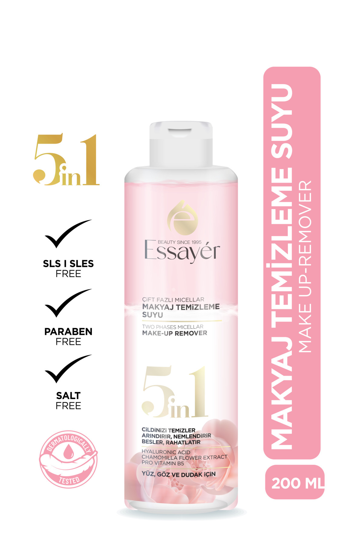 ESSAYER Organik Gül Suyu İçeren Çift Fazlı Micellar Makyaj Temizleme Suyu 150 ml | Yüz Göz Dudak