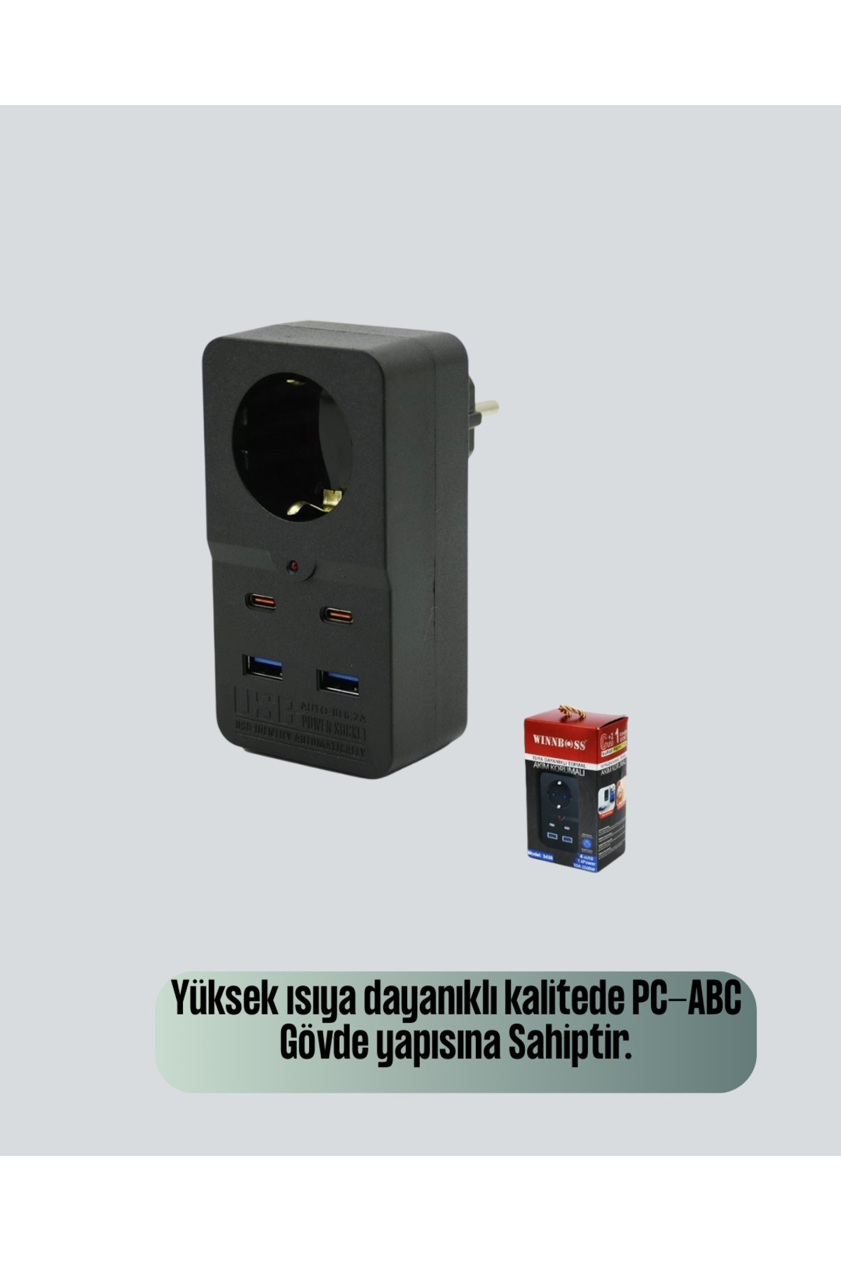 UCUZTEKNO Termal Korumalı Priz Otomatik Çocuk Kilidi 4 USB Type C fotoğrafı 4 (önizleme)