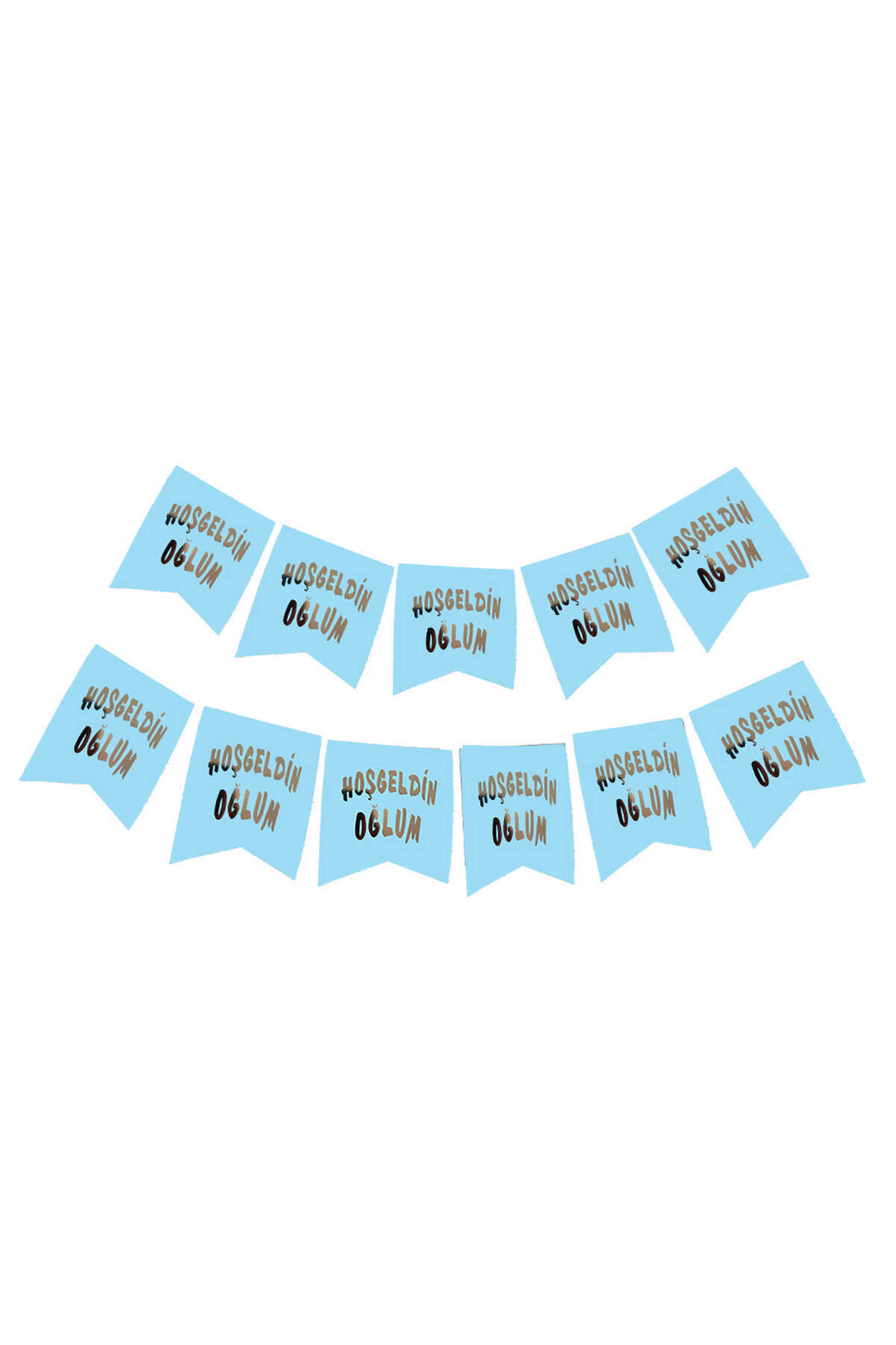 ZERO LAND 1592320740 Hoşgeldin Oğlum Yazılı Mavi Üzeri Gümüş Yeni Doğan Bebek Doğum Süsü Afiş Bayrak (232023