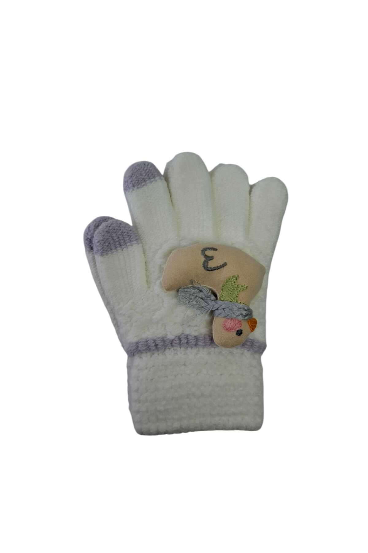 Kitti Spteks 3-6 Yaş Kız Çocuk Krem Renk Kaz Figürlü Ve Desenli Kışlık Örme Eldiven fotoğrafı 5 (önizleme)