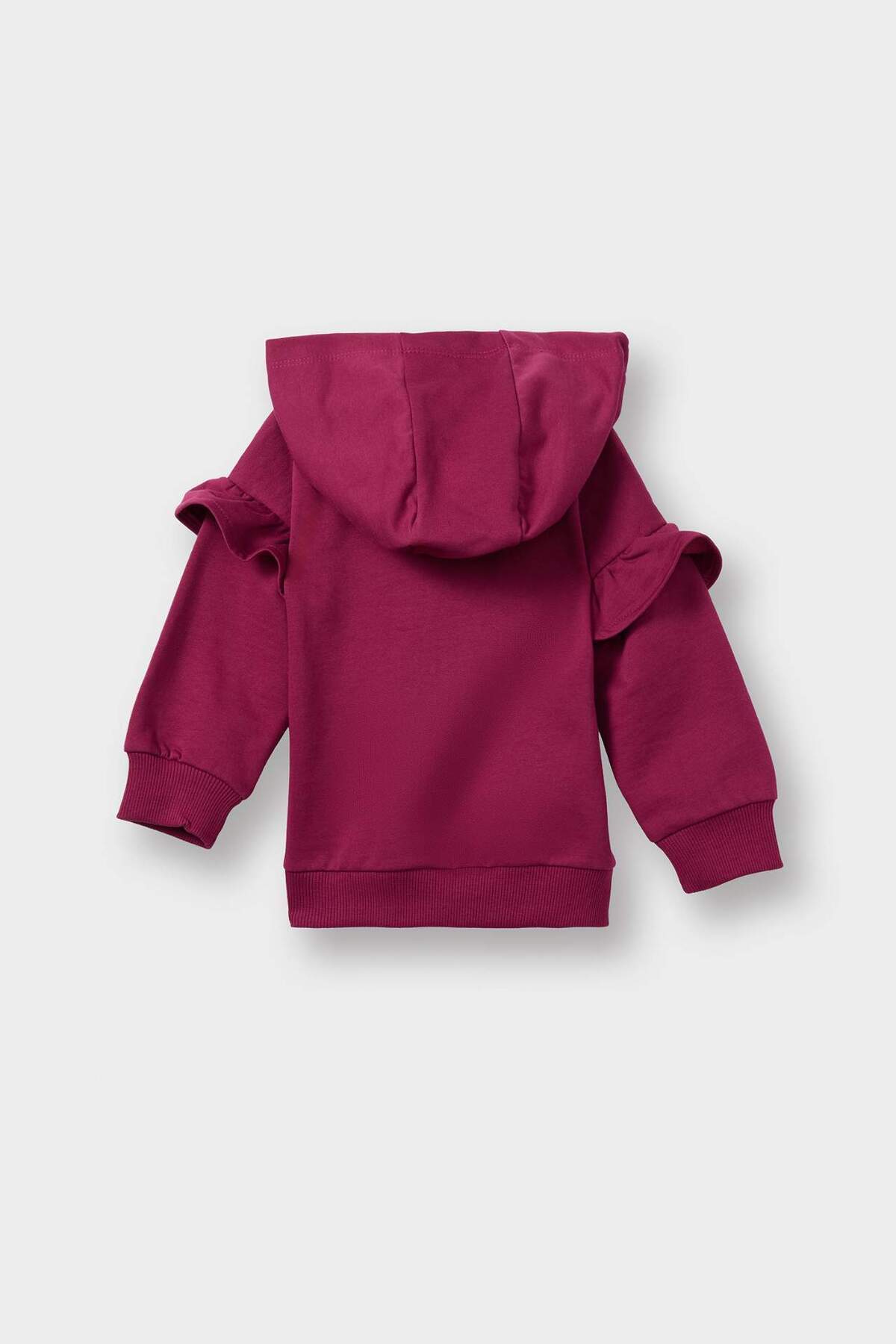 Defacto Kalp Desenli Kapüşonlu Fermuarlı Sweatshirt Kız Bebek G1632A525WN fotoğrafı 3 (önizleme)
