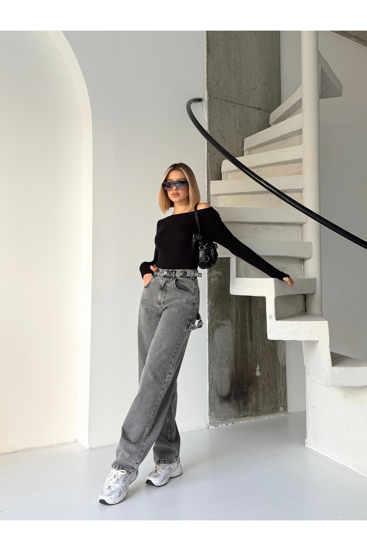 Your Shine  KEMER APOLET TOKALI DETAYLI BAGGY BOL PAÇA JEANS - Görsel 8