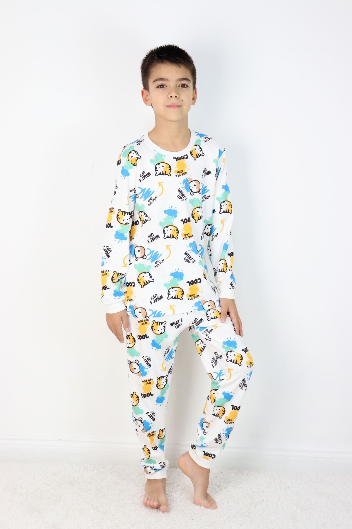 HARİKA KİDS Erkek Çocuk Baskılı interlok Kumaş Uzun Kollu Pijama Takımı fotoğrafı 5 (önizleme)