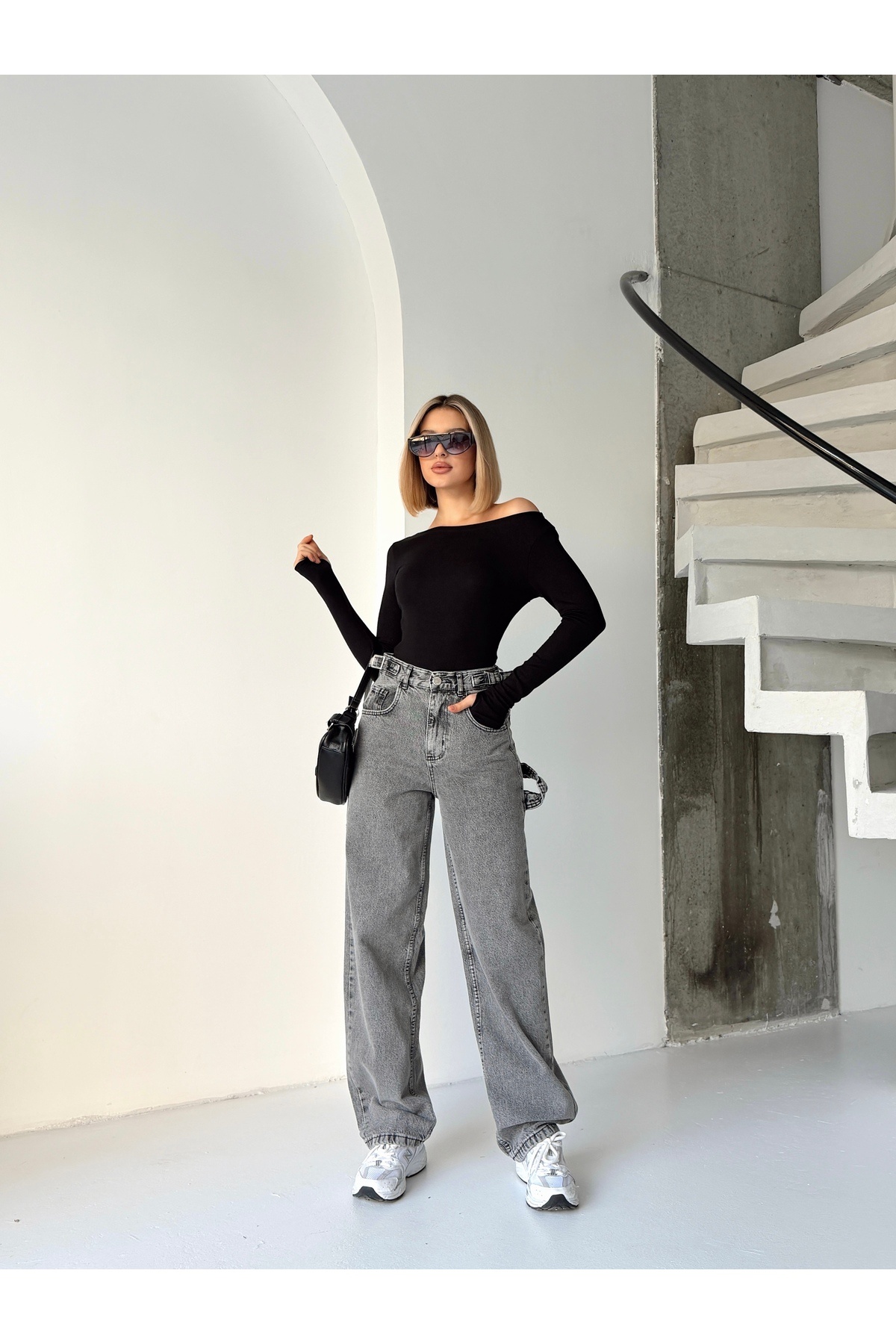 Your Shine  KEMER APOLET TOKALI DETAYLI BAGGY BOL PAÇA JEANS - Görsel 7