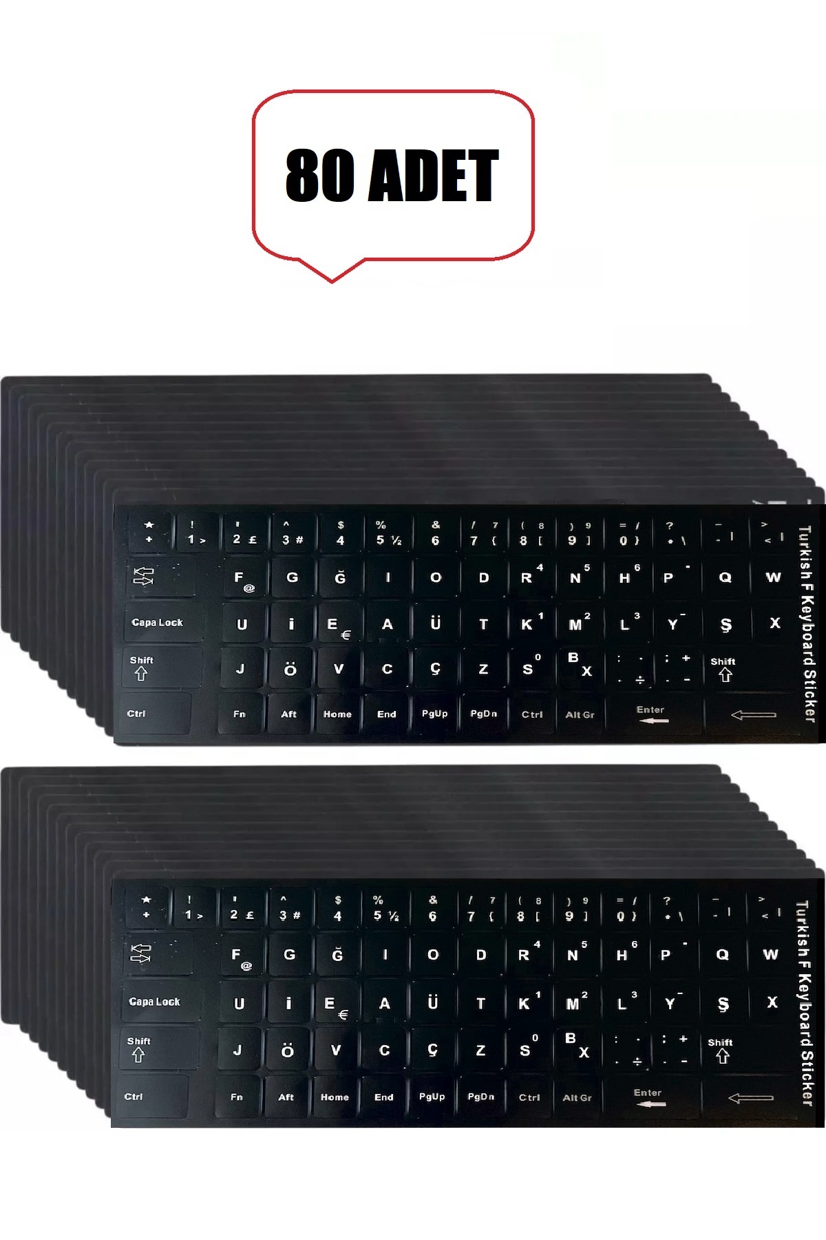 80 Adet Türkçe F Klavye Etiketi Laptop Pc Sticker Kaliteli PvcKeyboard Sticker PVC Harf Çıkartmaları