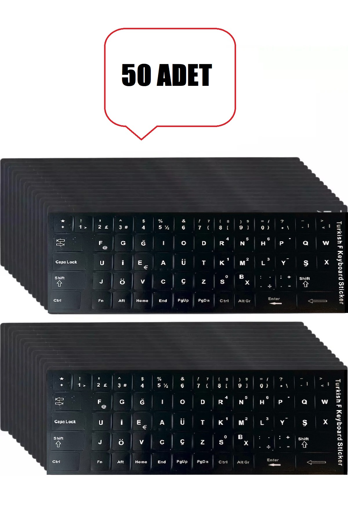50 Adet Türkçe F Klavye Etiketi Laptop Pc Sticker Kaliteli PvcKeyboard Sticker PVC Harf Çıkartmaları