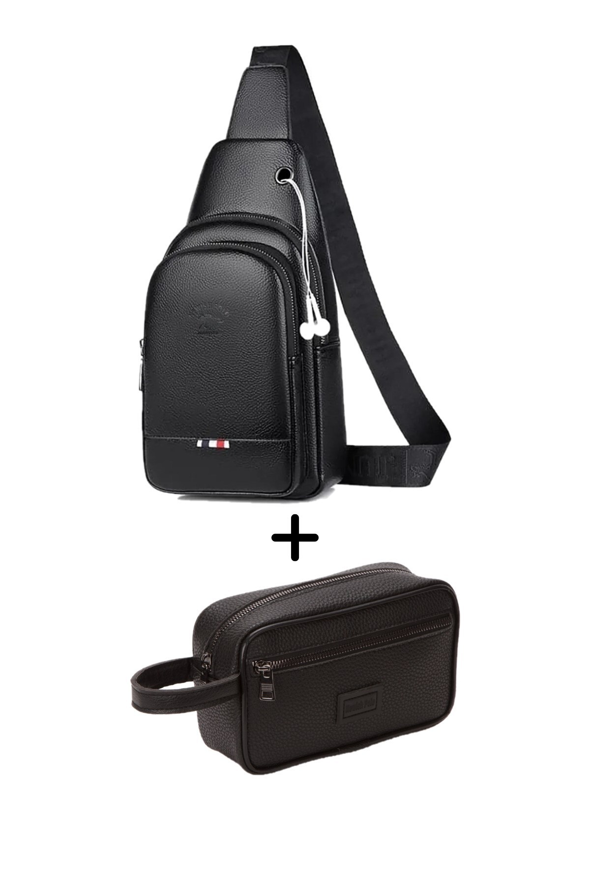 Newish Erkek Çapraz Omuz Çantası Ve Portföy Clutch Traş Bakım Günlük El Çantası - Siyah