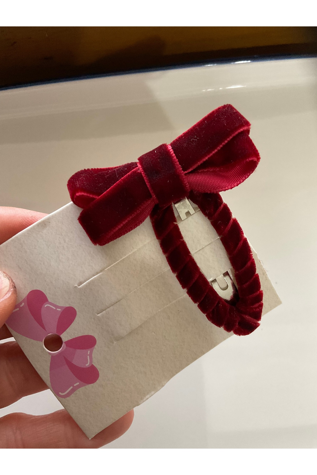 MADE BY PERİ Kadife kurdele ile kaplanmış fiyonk detaylı çıtçıt toka görsel 3