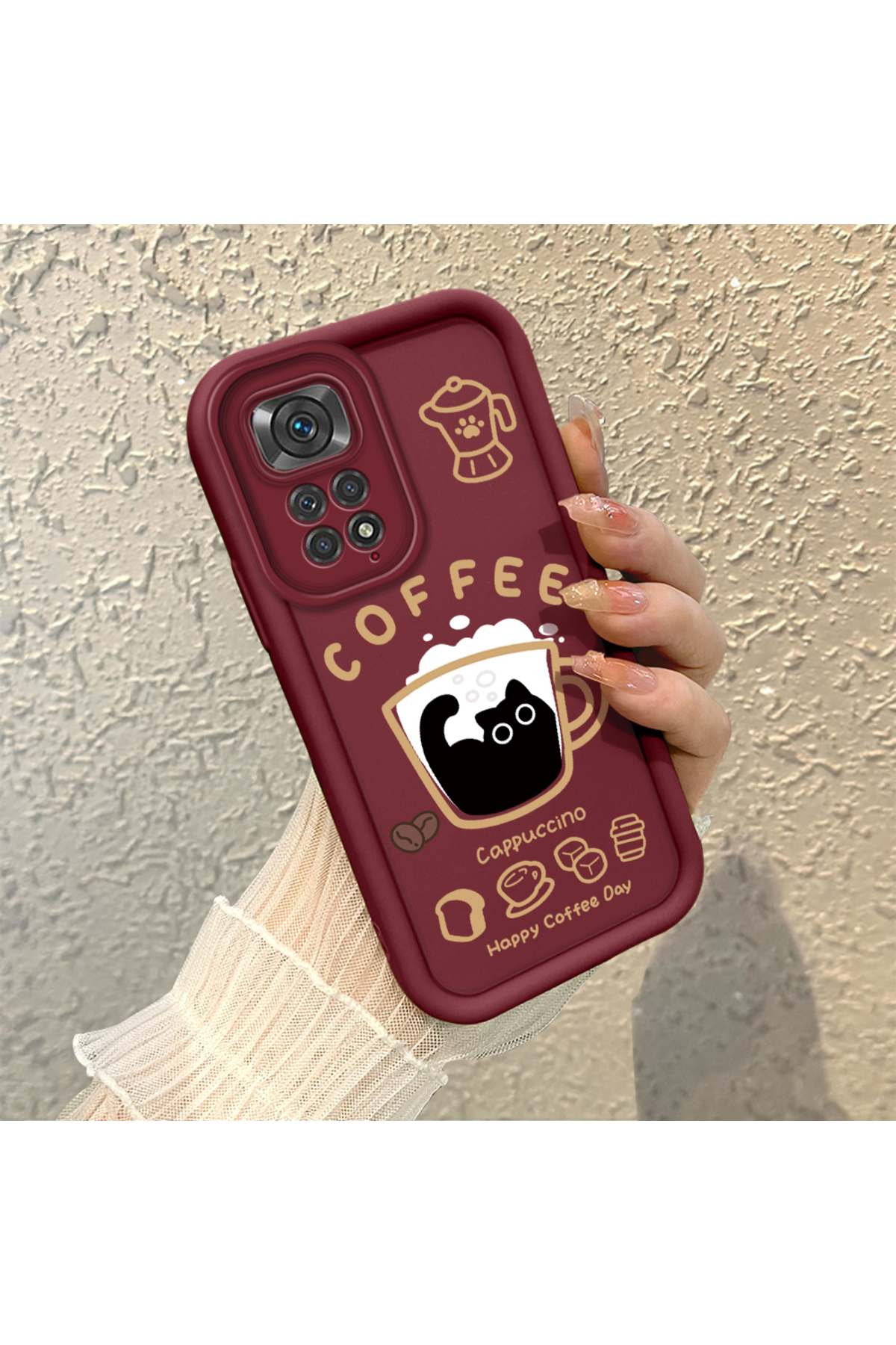 Xiaomi Redmi Note 11s Compatible Silicone Material Shockproof Simple Burgundy Color Case