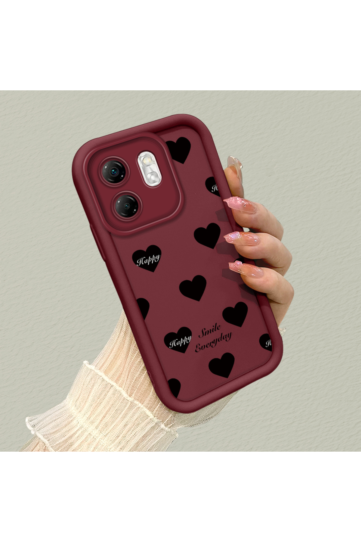 Infinix Smart 9 Compatible Silicone Material Shockproof Simple Burgundy Color Case